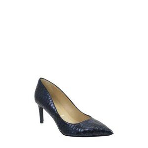 RON White "Cynthia" Pointed Toe Navy Blue Croc Embossed Heel BNWT Italy
